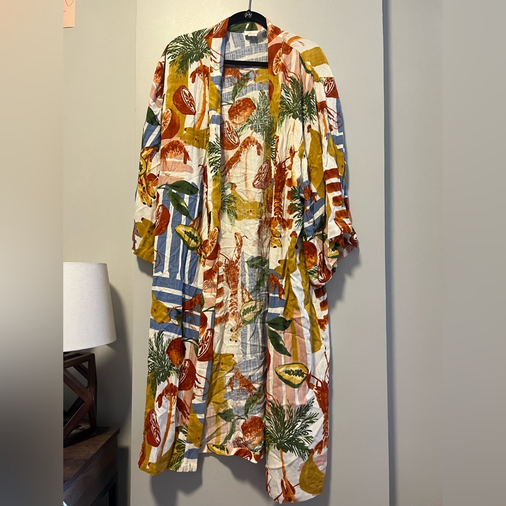 By Anthropologie Beach Kimono Lobster and Fruit